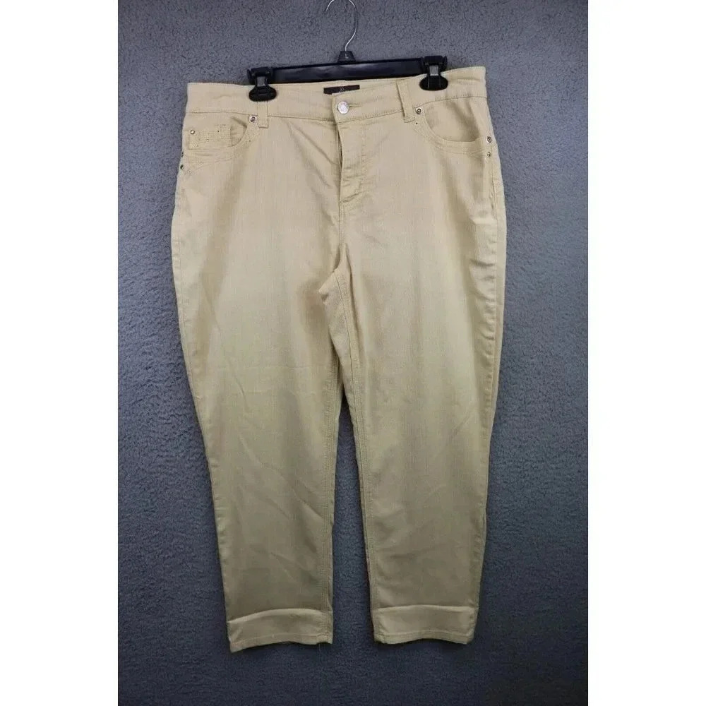 Chico's So Lifting Yellow Stretch Ankle Pants-Size 2-Rhinestones